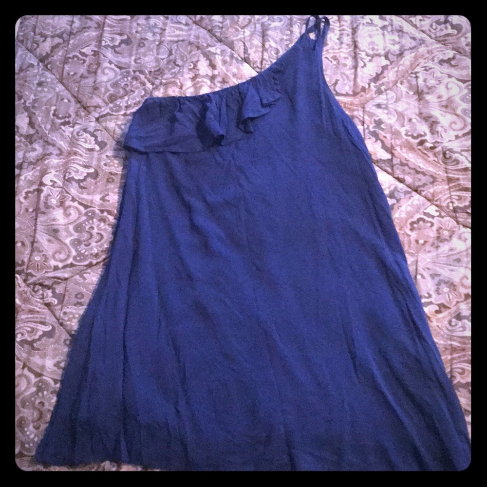 Navy blue one shoulder dress